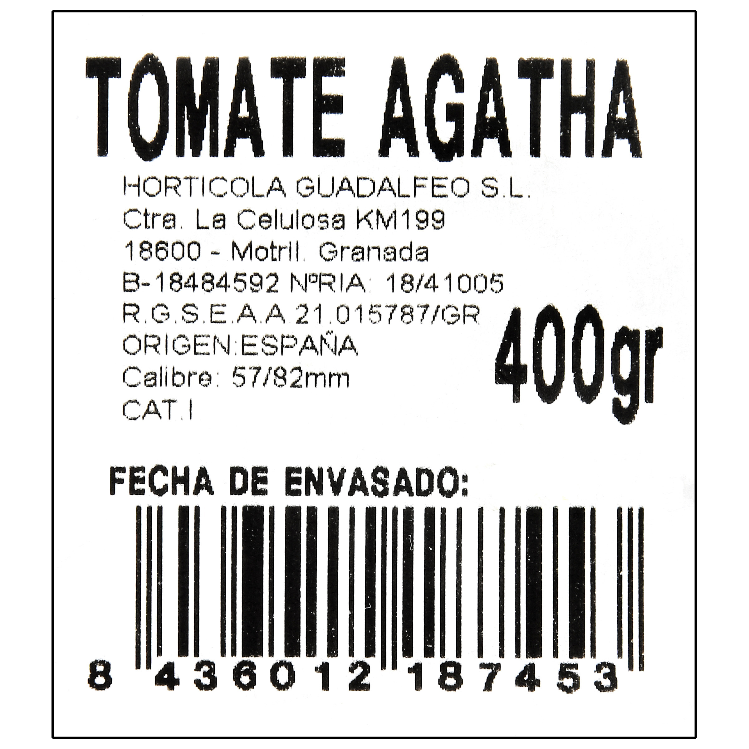 Tomate agatha bandeja 400g