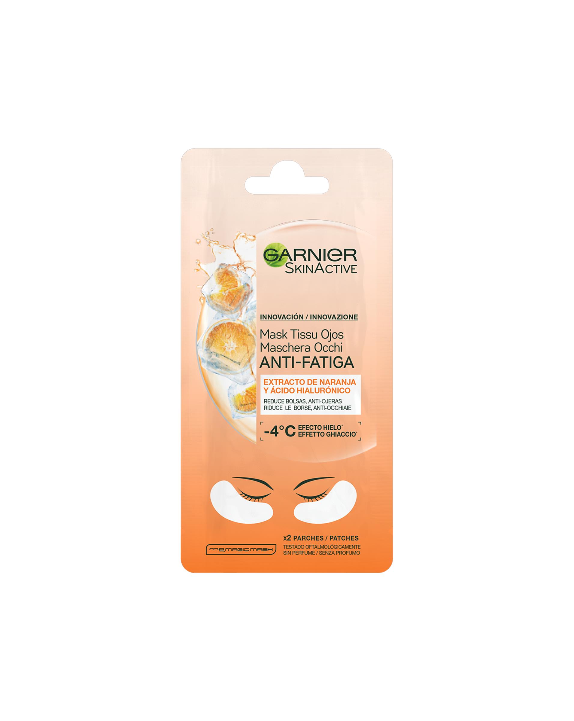 Mascarilla de Ojos Garnier Antifatiga con Extracto de Naranja y Ácido Hialurónico