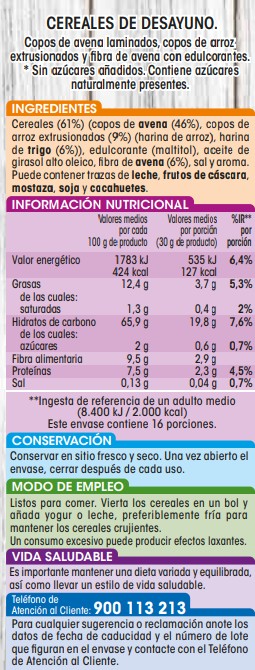 Muesli crujiente sin azúcar añadido Alipende 500g