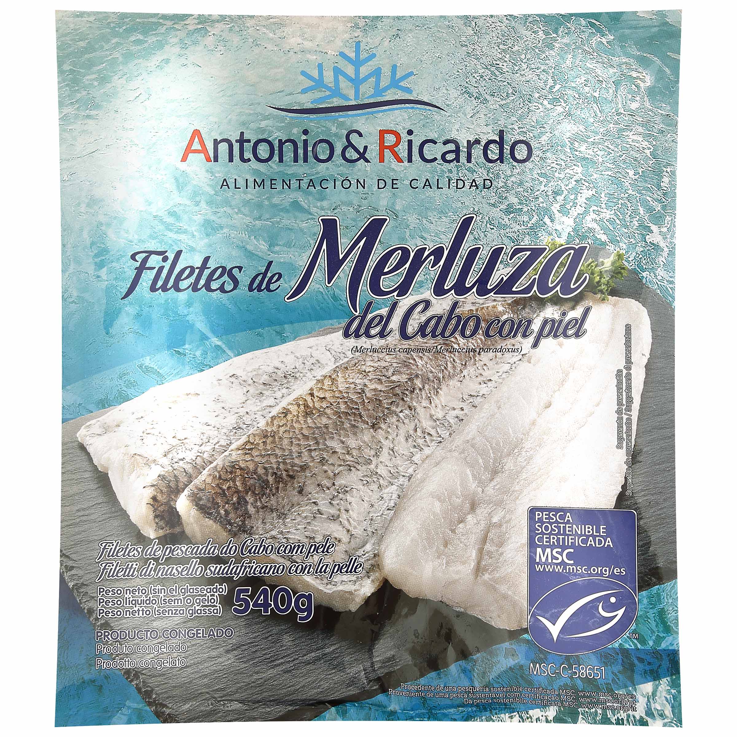 Filete de merluza del cabo A&R 540 gr con piel