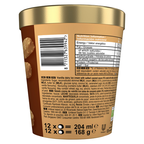 Helado Magnum Bonbon 12u Gold Caramel