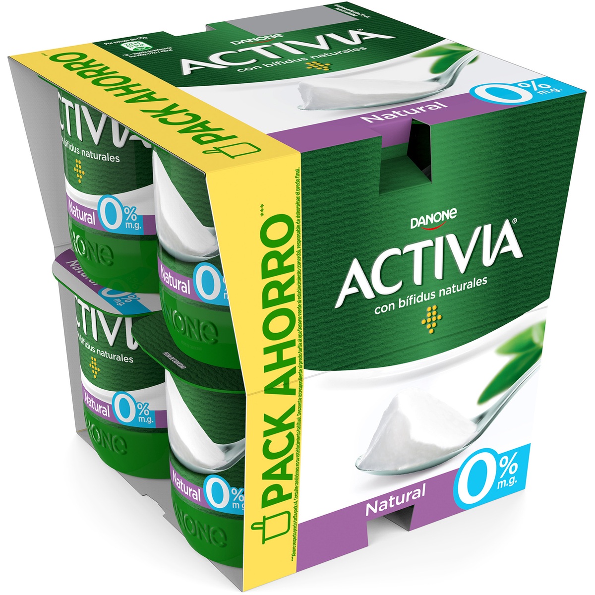 Bífidus probiótico Activia desnatado 0% materia grasa pack 8 natural