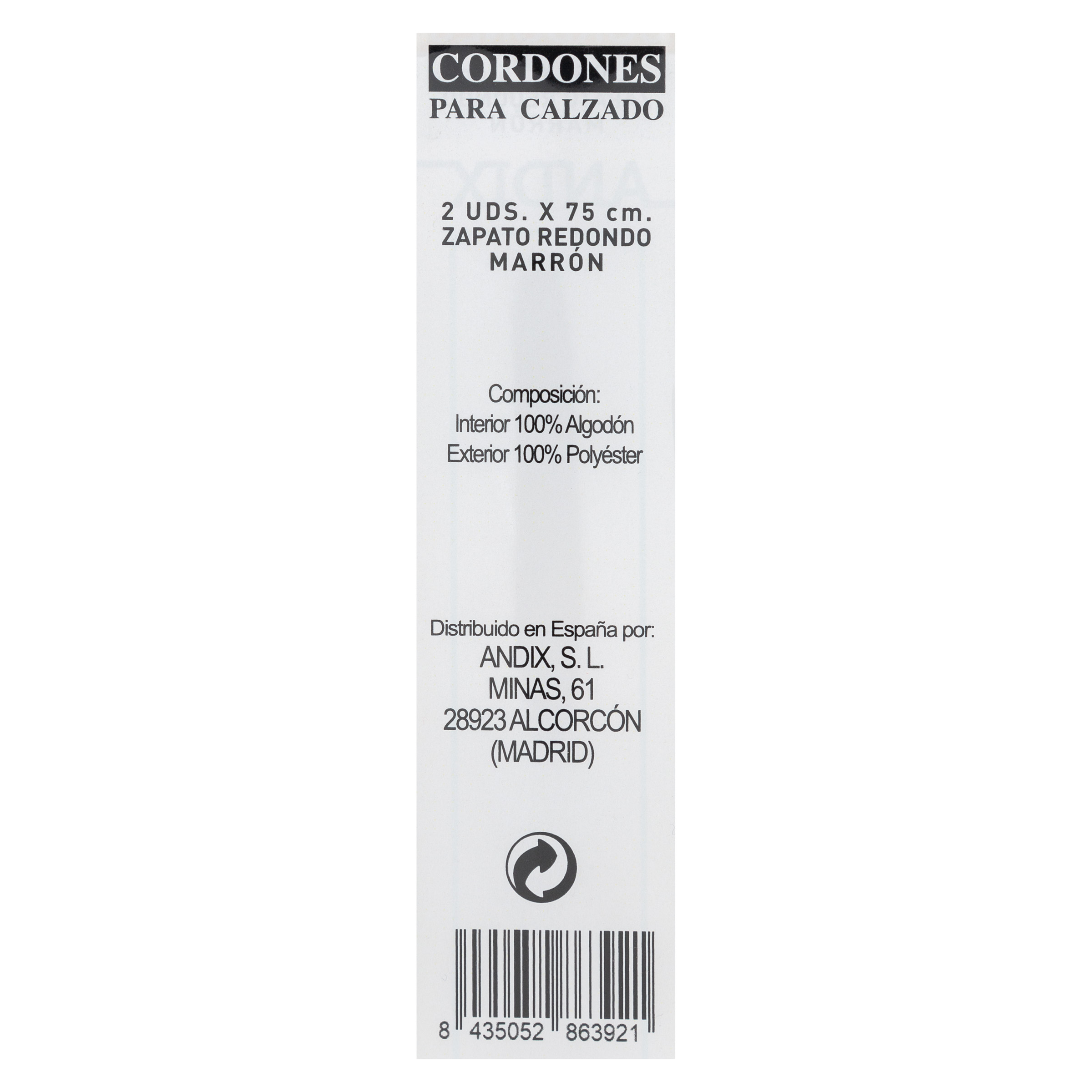 Cordón para zapato achuchonas 2x75cm marrón