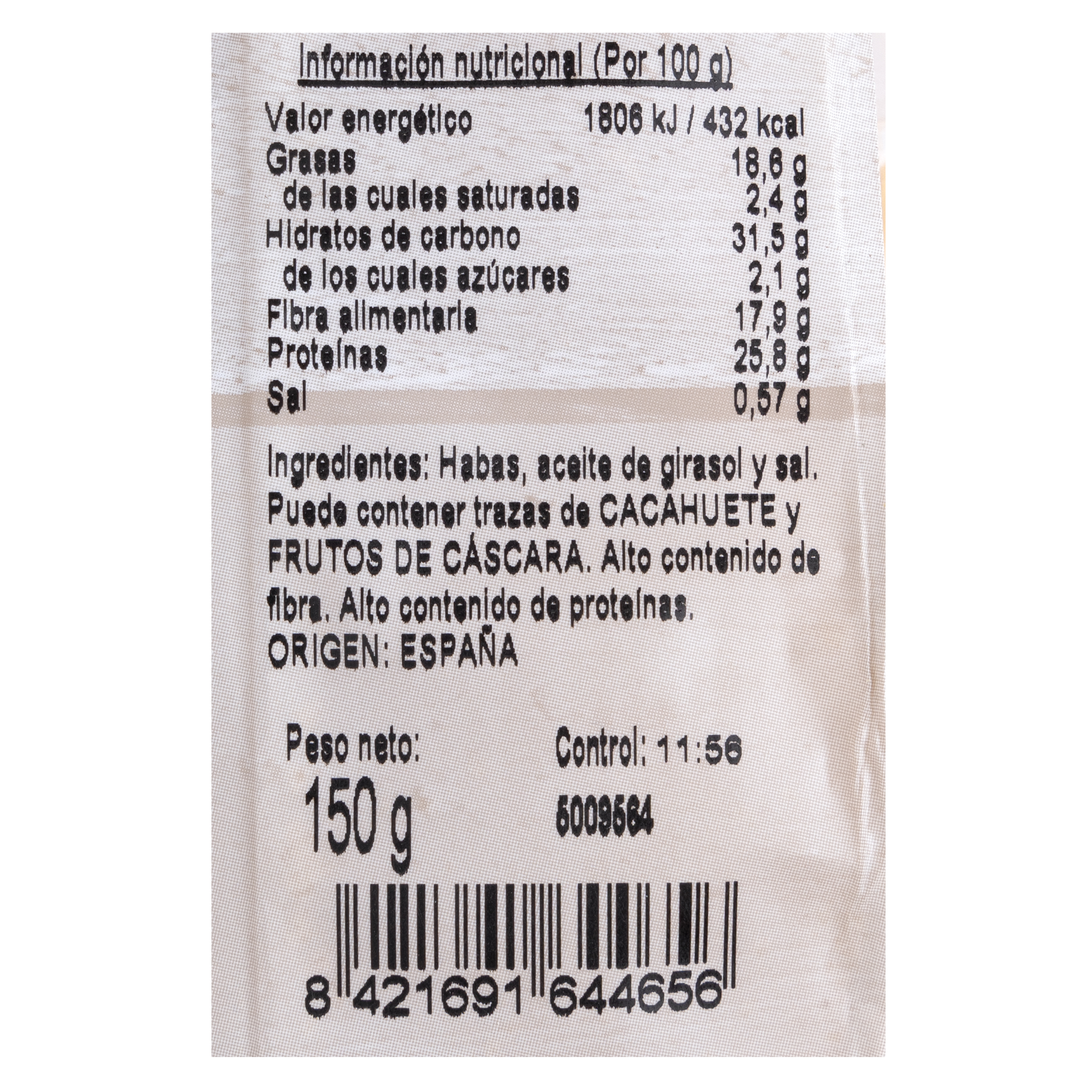 Pipa cruda pelada Alipende 200g