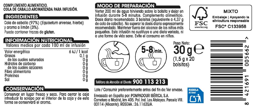 Infusión Alipende 20u cola de caballo