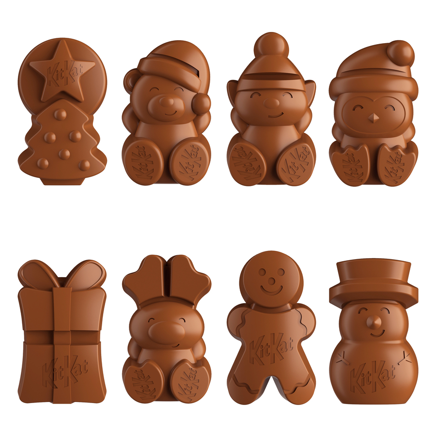 Chocolatina con figuras de chocolate con leche Kit Kat 147g