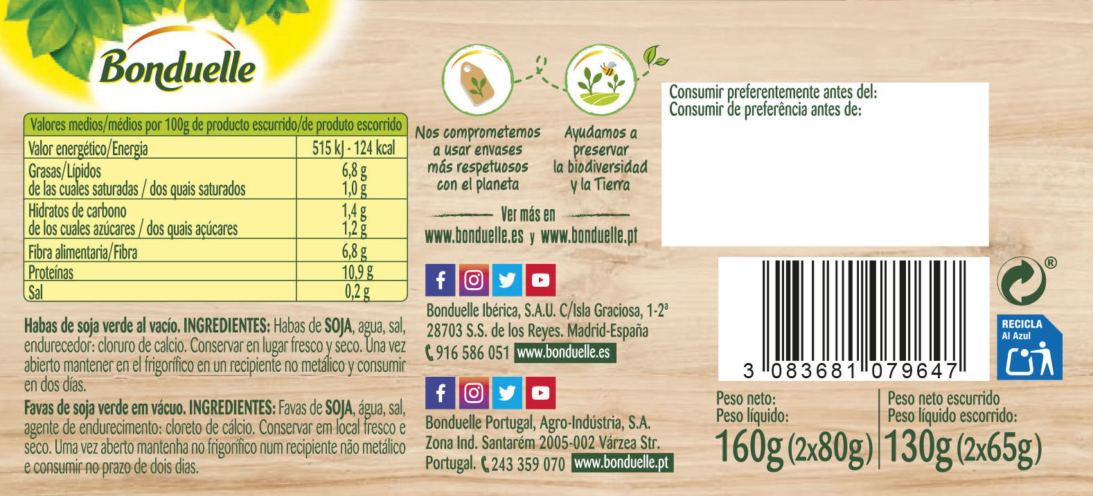 Edamame habas de soja Bonduelle pack 2