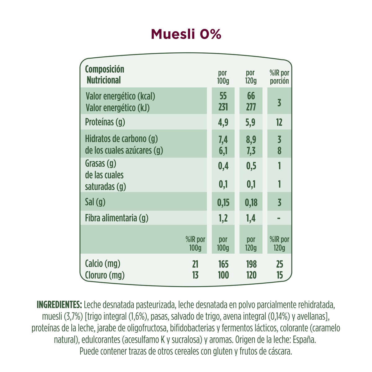 Bífidus Activia fibra desnatado 0% materia grasa pack 4 muesli