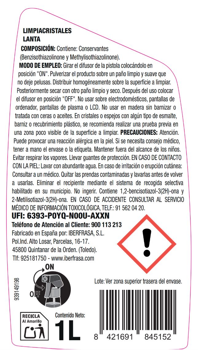 Limpiacristales Lanta 1l pistola