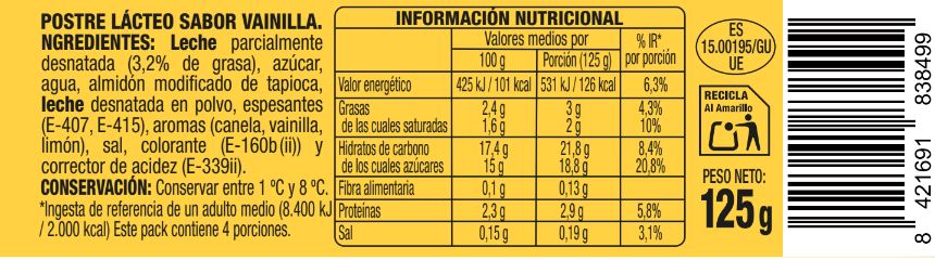 Natillas sabor vainilla Alipende pack 4