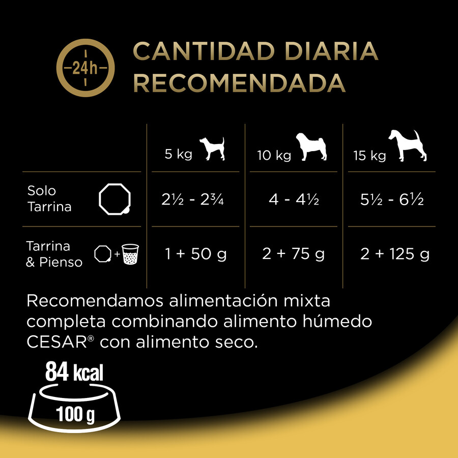 Comida húmeda perro César recetas campesinas pack 4 x 150g