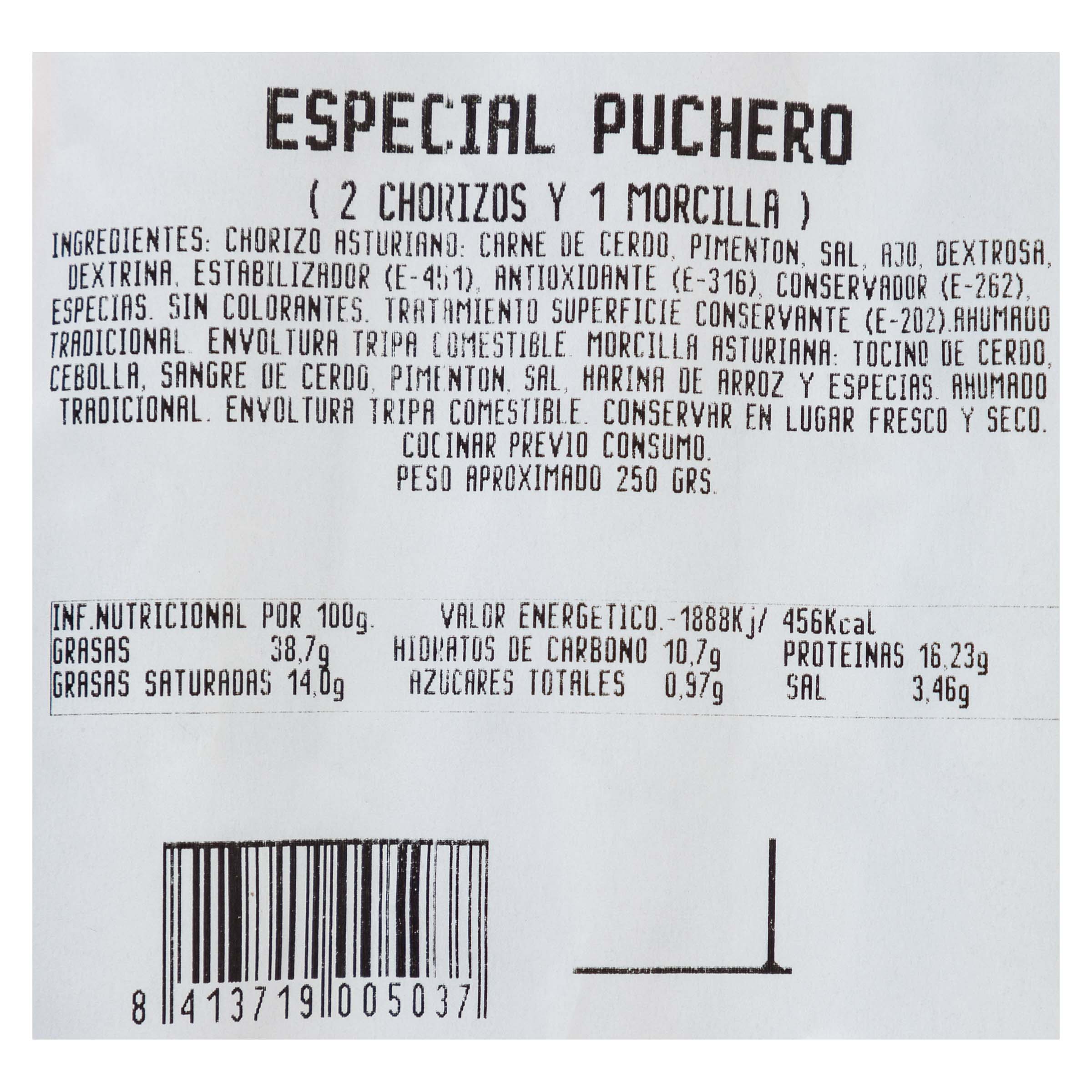 Especial puchero con dos chorizos y una morcilla Maybe 250g