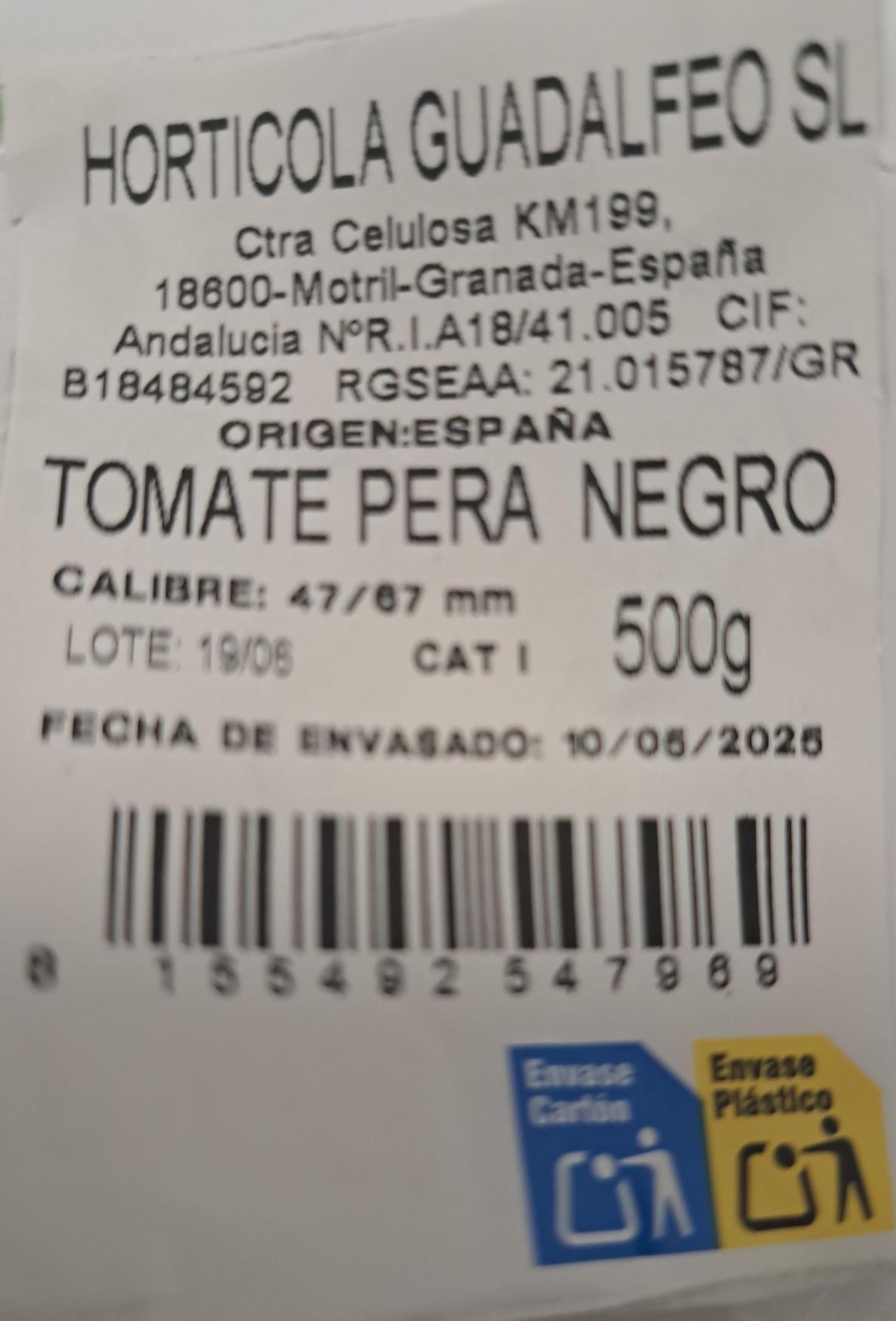 Tomate Pera negro Bandeja 500g