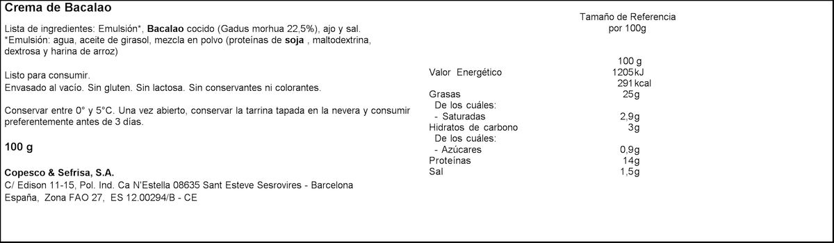 Crema de bacalao Royal 100g sin gluten