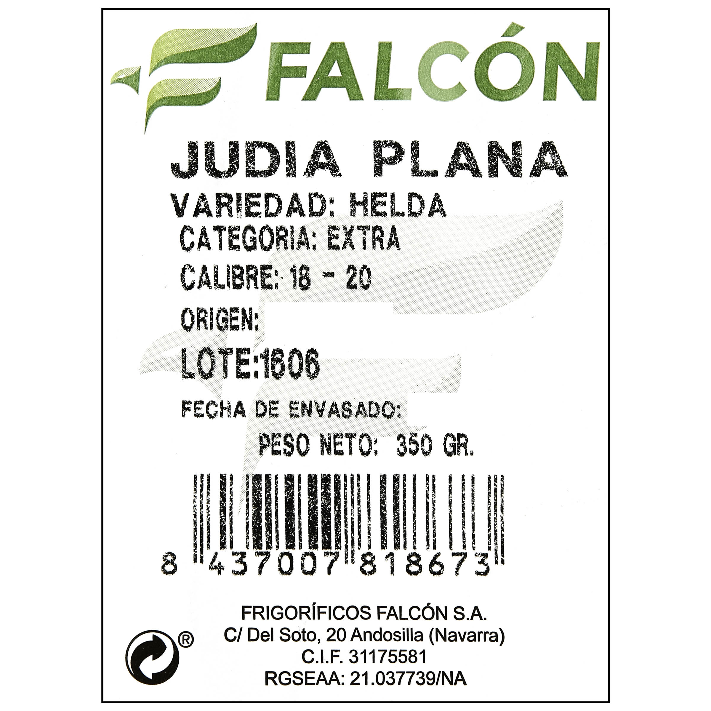 Judía verde plana bolsa 350g