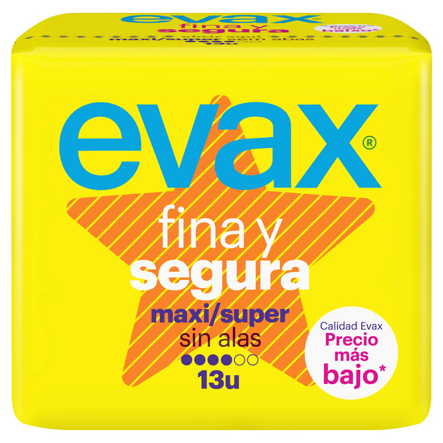 Compresa fina y segura Evax 13 uds maxi super