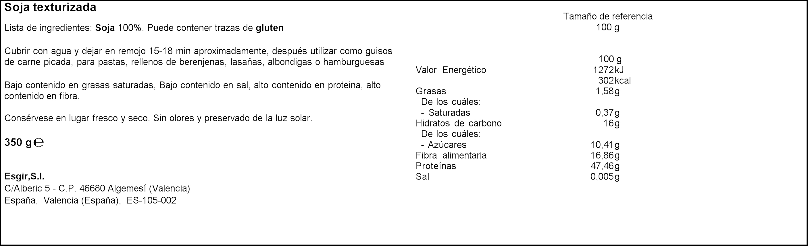 Soja texturizada Esgir 350g