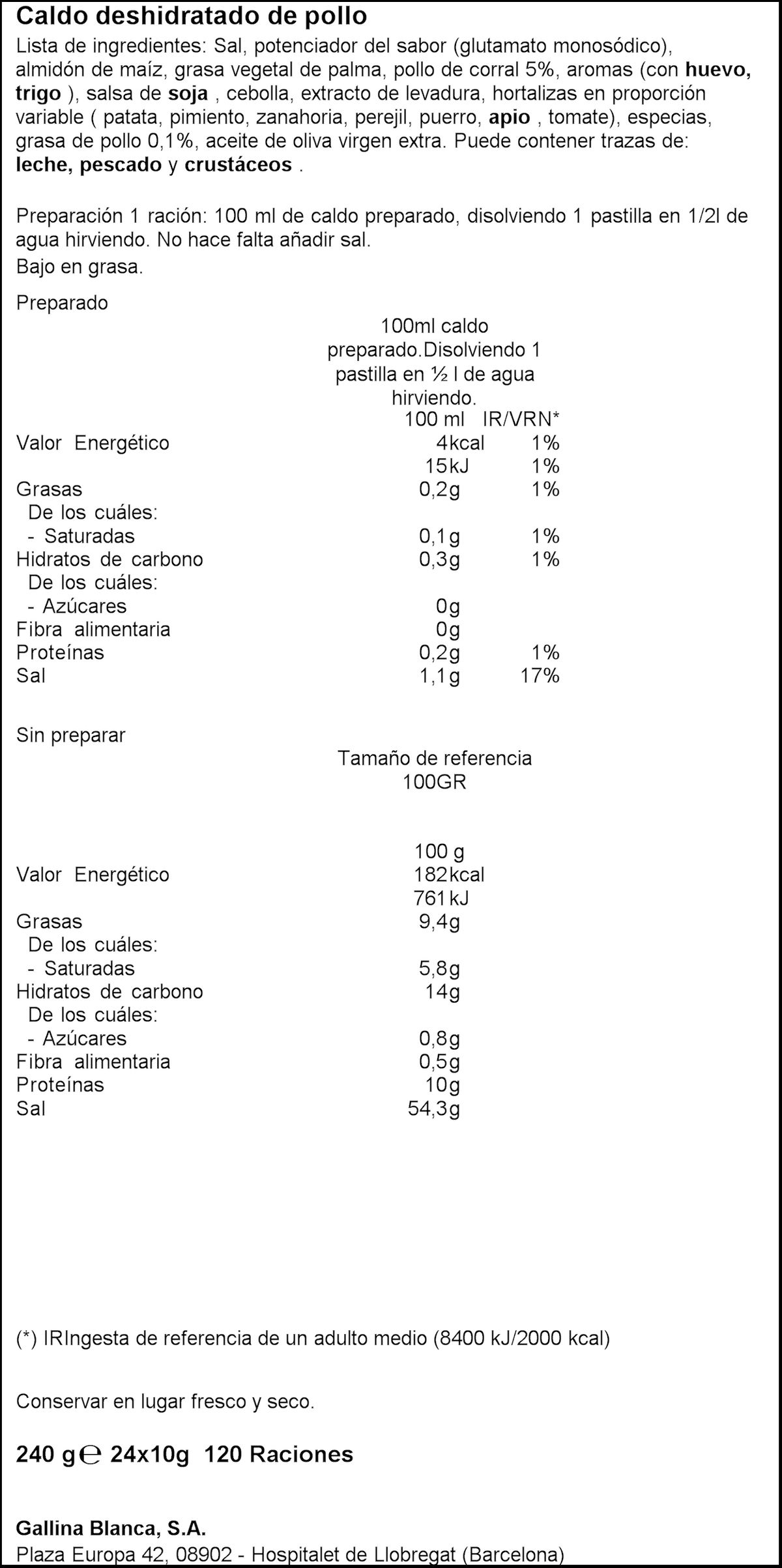 Caldo en pastillas Avecrem 24u pollo