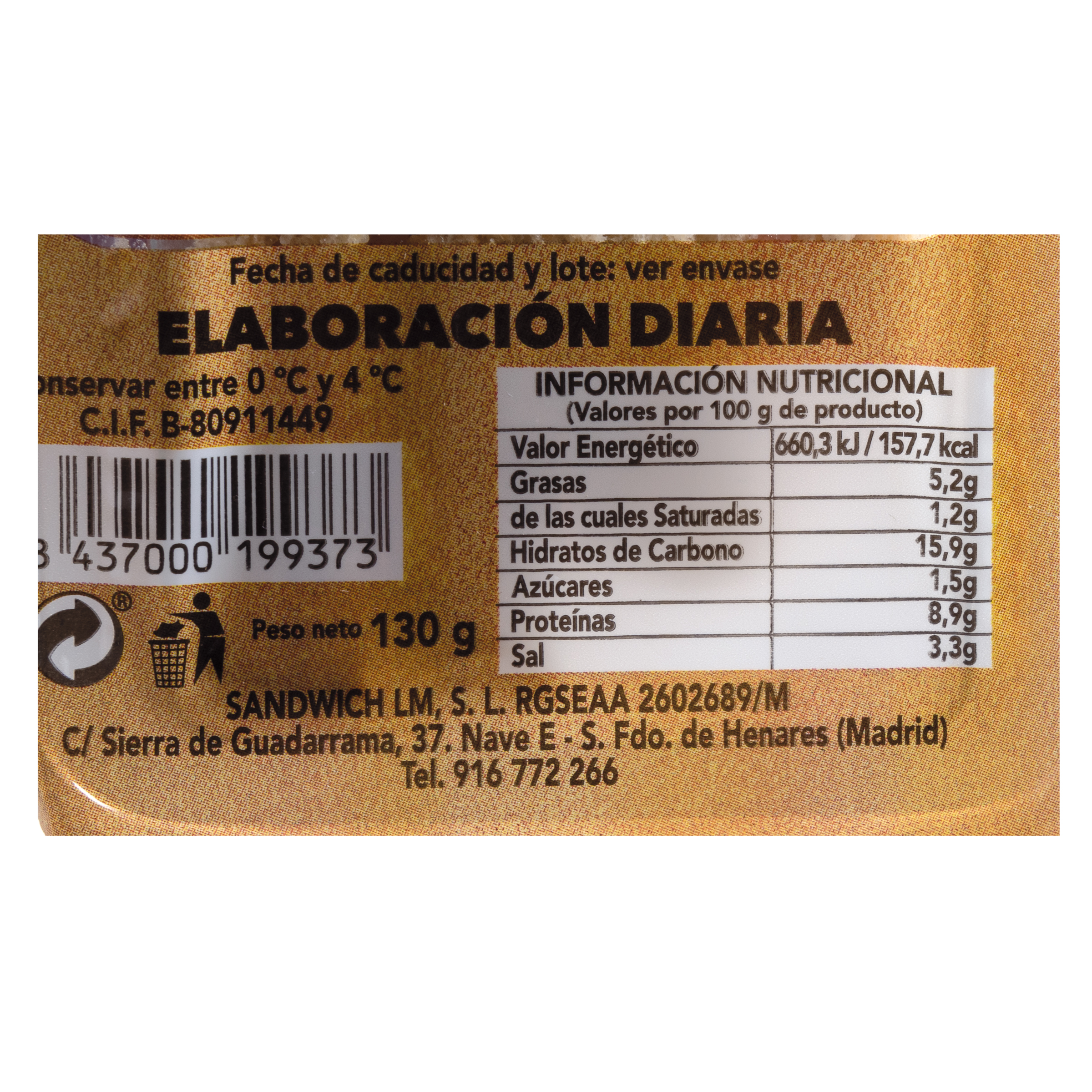 Sandwich integral mixto 130g