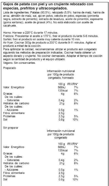 Patatas fritas gajo McCain 750g rustic
