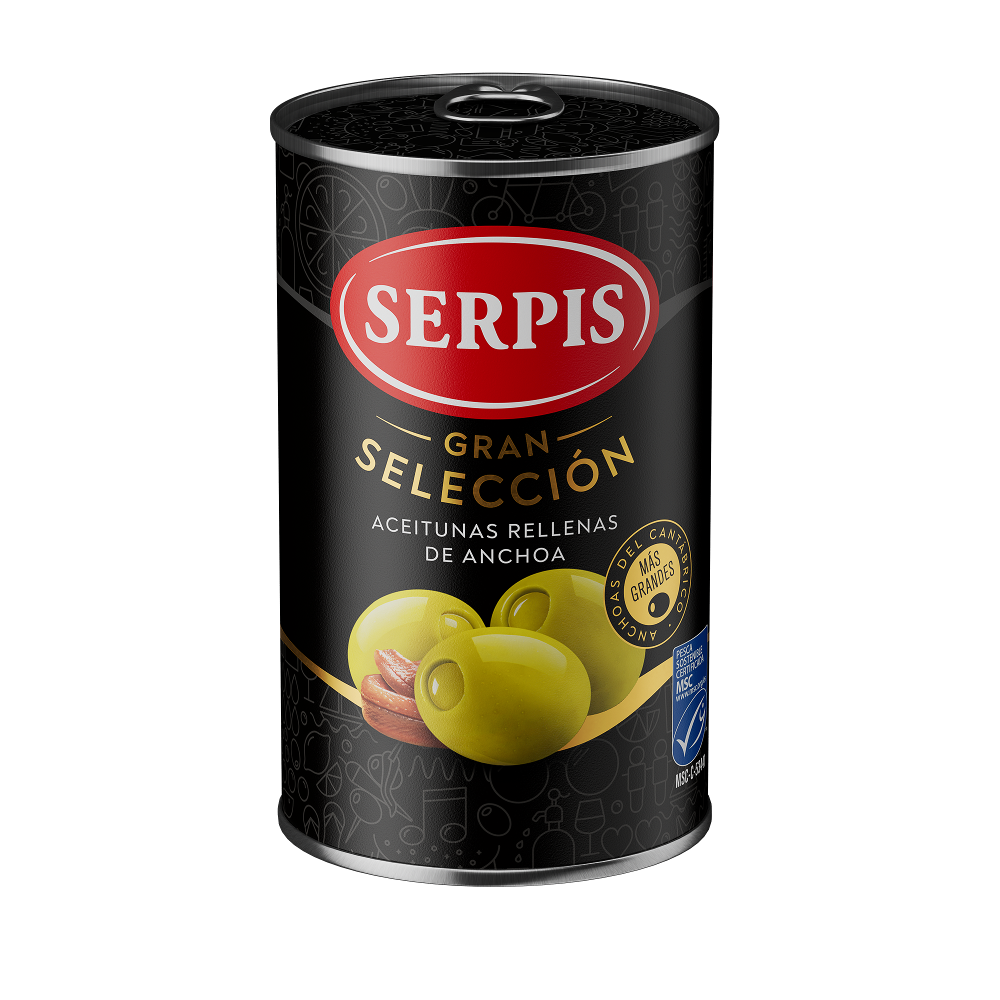 Aceituna gran selección rellena de anchoa Serpis 130g