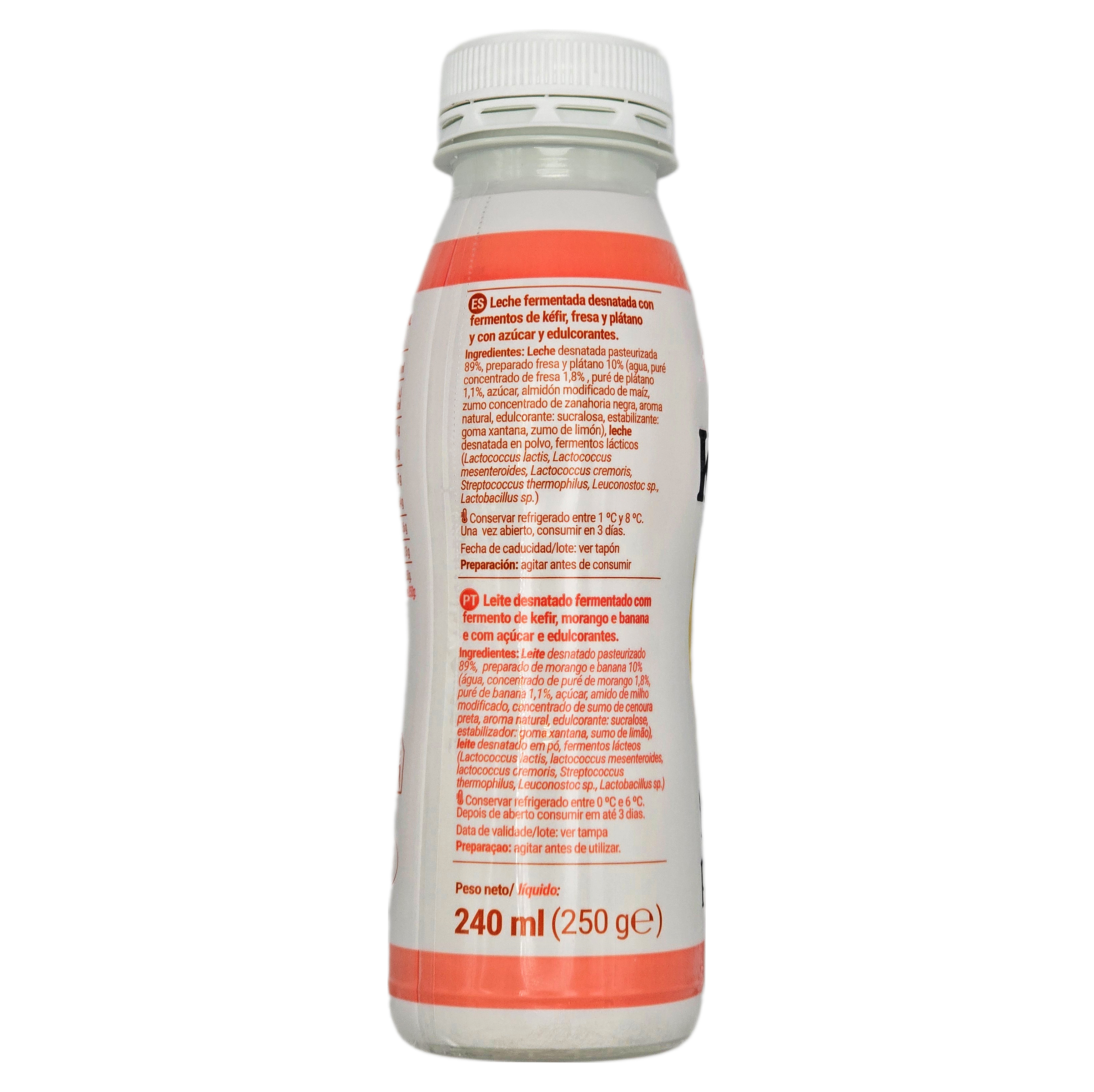 Kéfir líquido 0% fresa y plátano Margui 250g