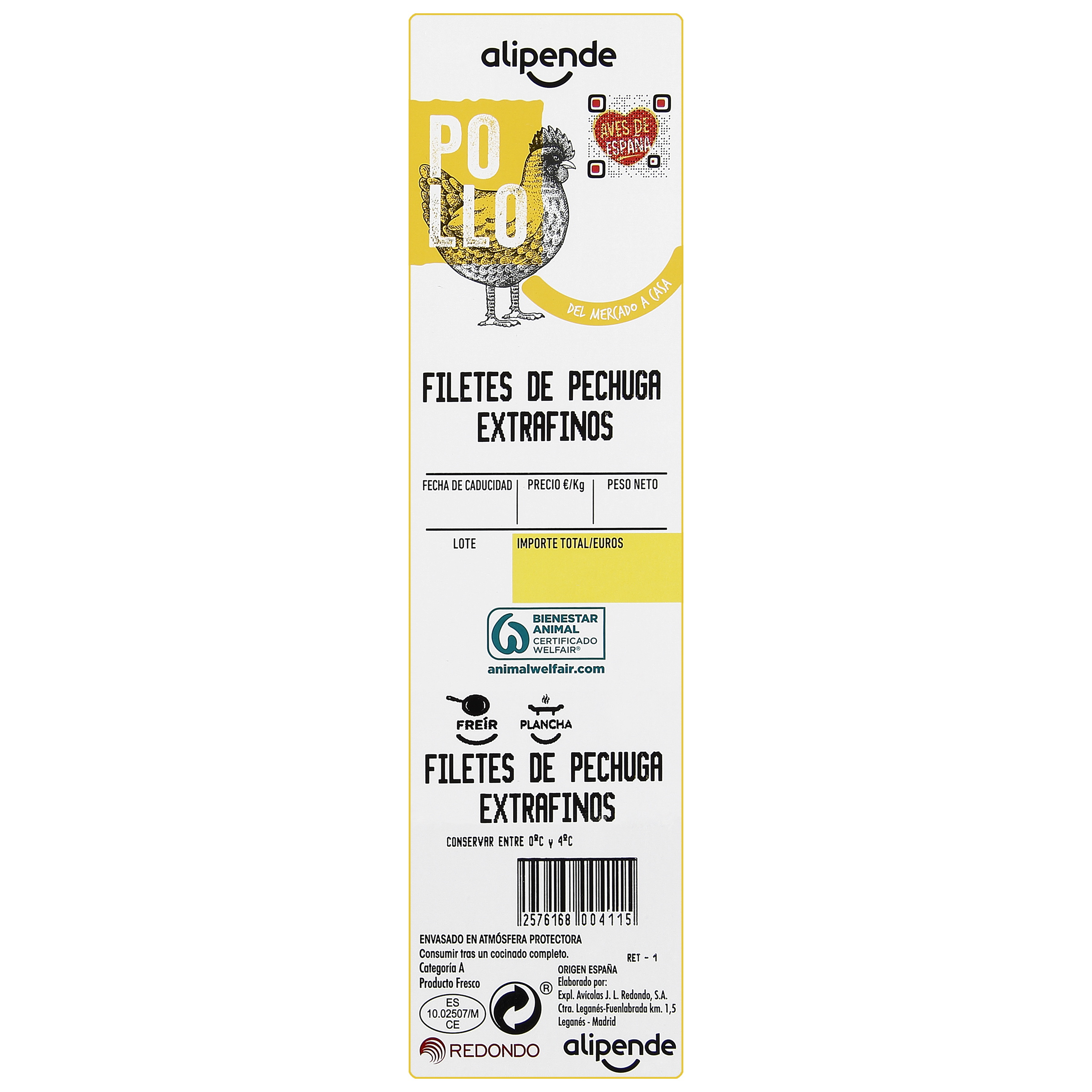Filete de pollo extrafino Alipende 500g aproximadamente