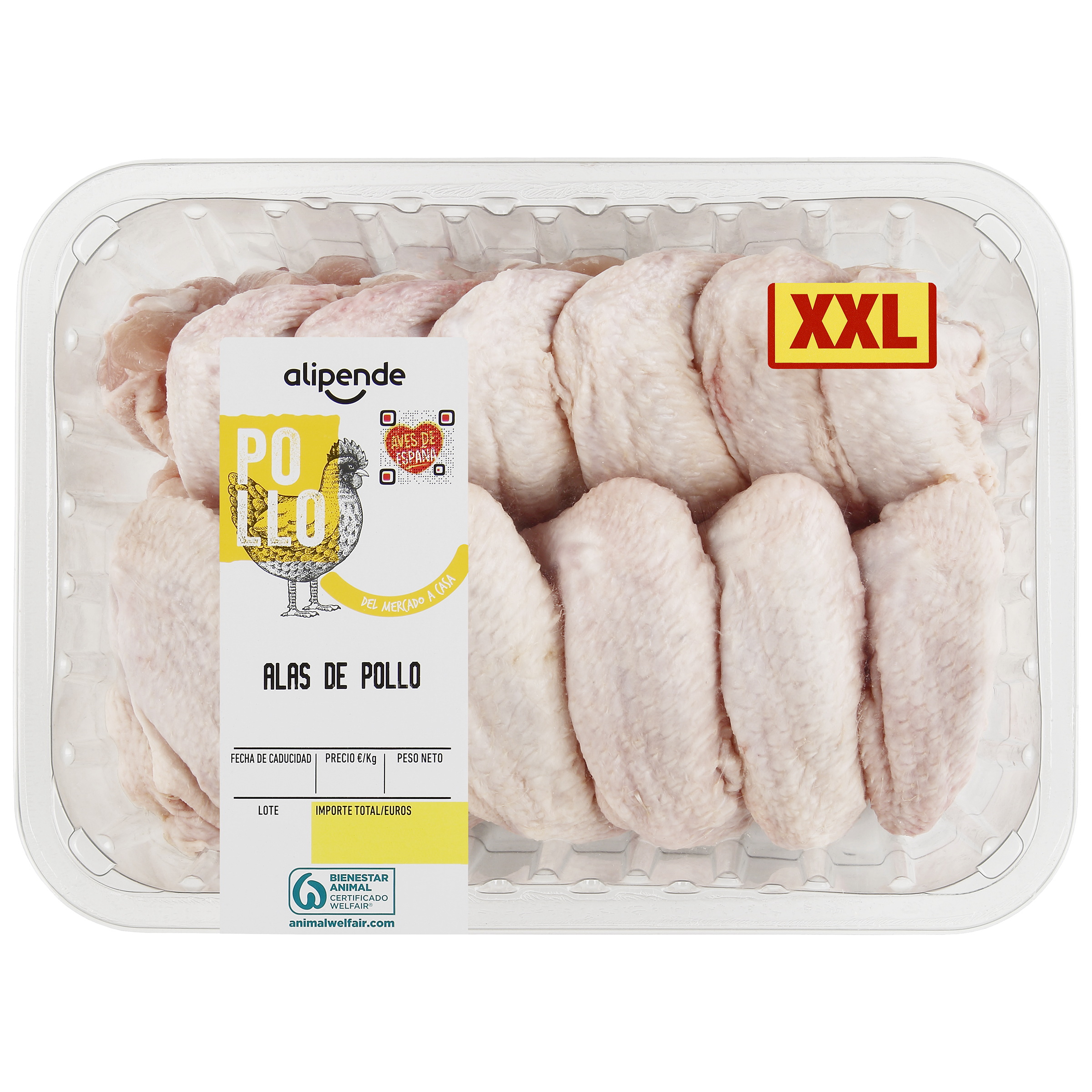 Alas de pollo bandeja Alipende 1kg aprox