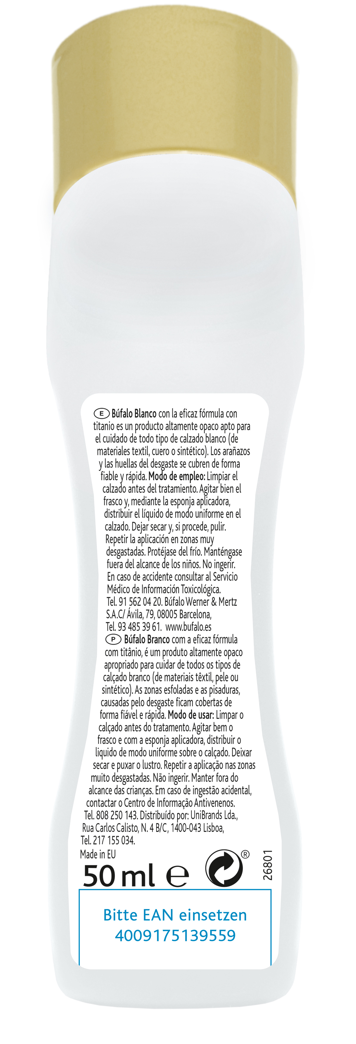 Betún en crema autobrillante blanco Búfalo 50 ml