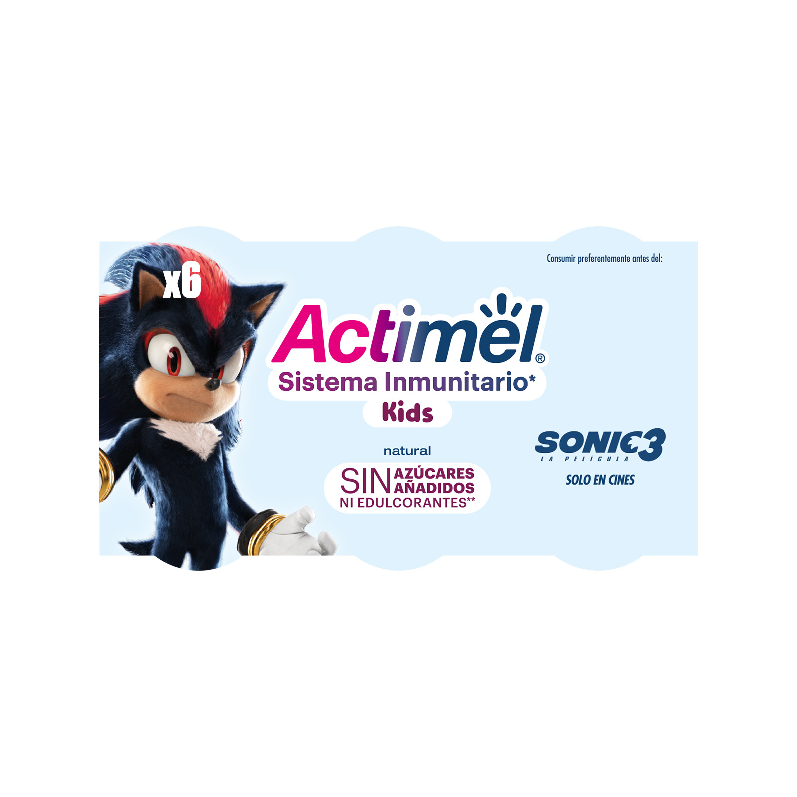 Actimel natural sin azúcares añadidos pack kids de 6x100g