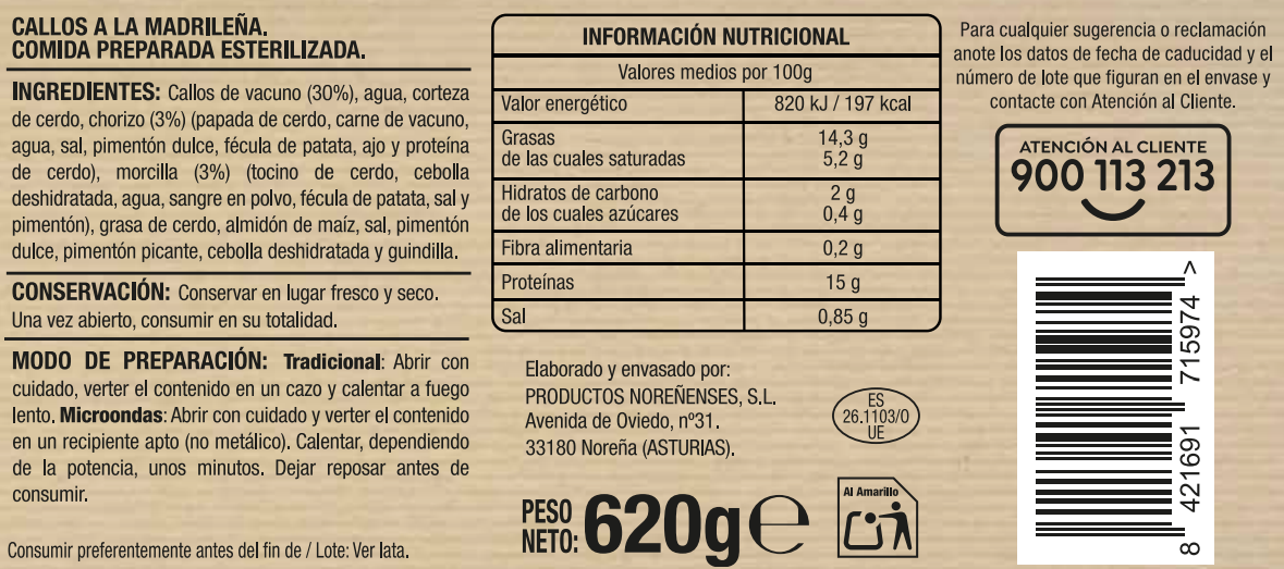 Callos a la madrileña Alipende 620g