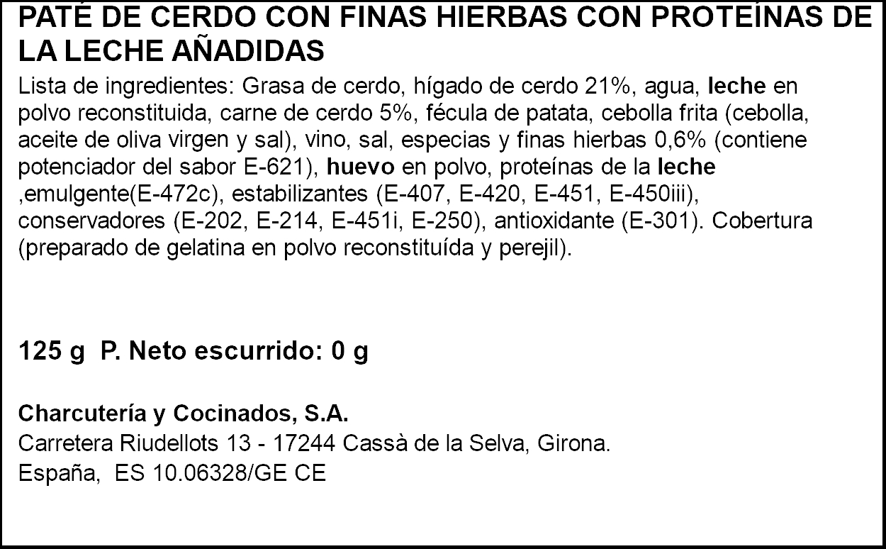 Paté cuit's a las finas hierbas 125g
