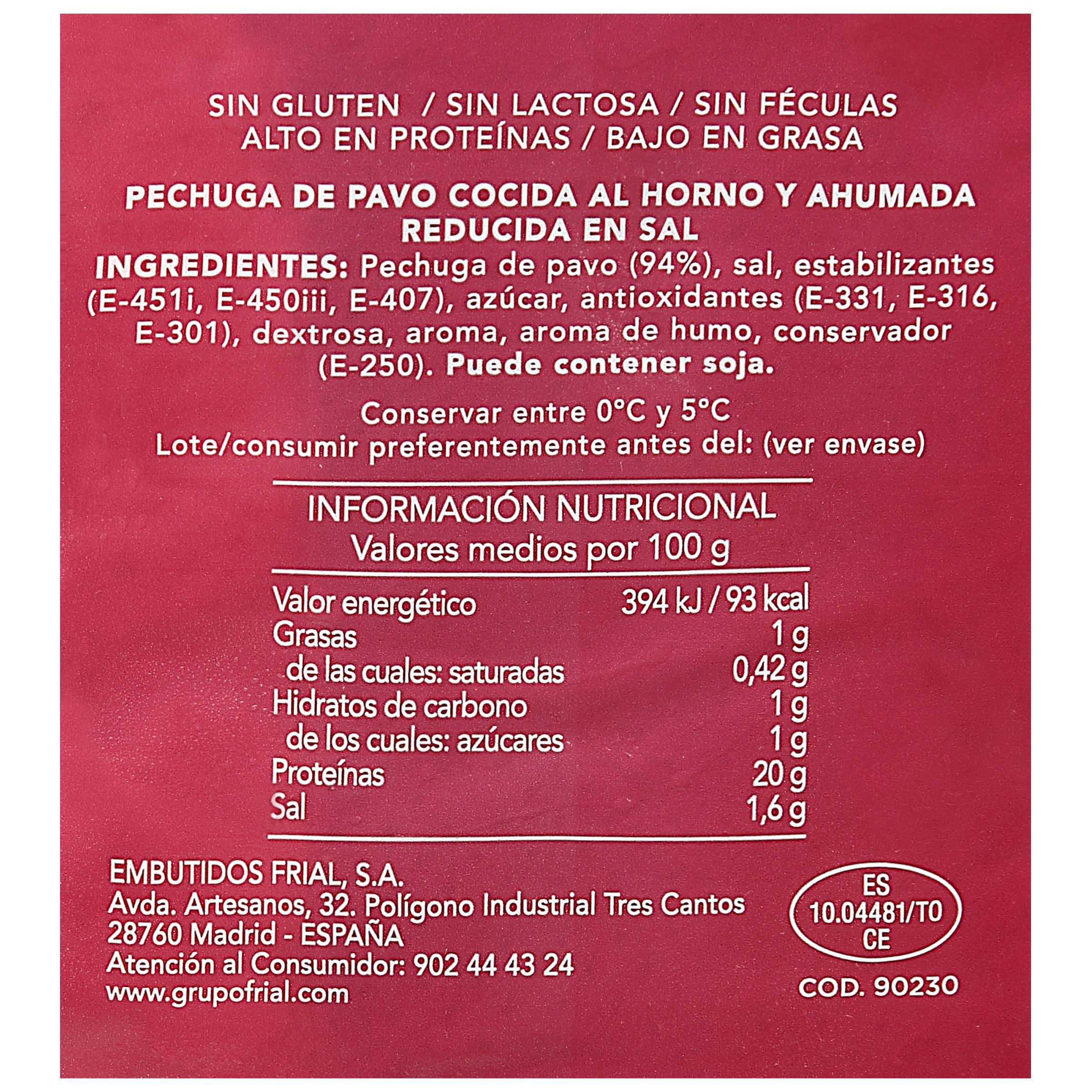 Pechuga pavo reducida en sal Frial ahumada