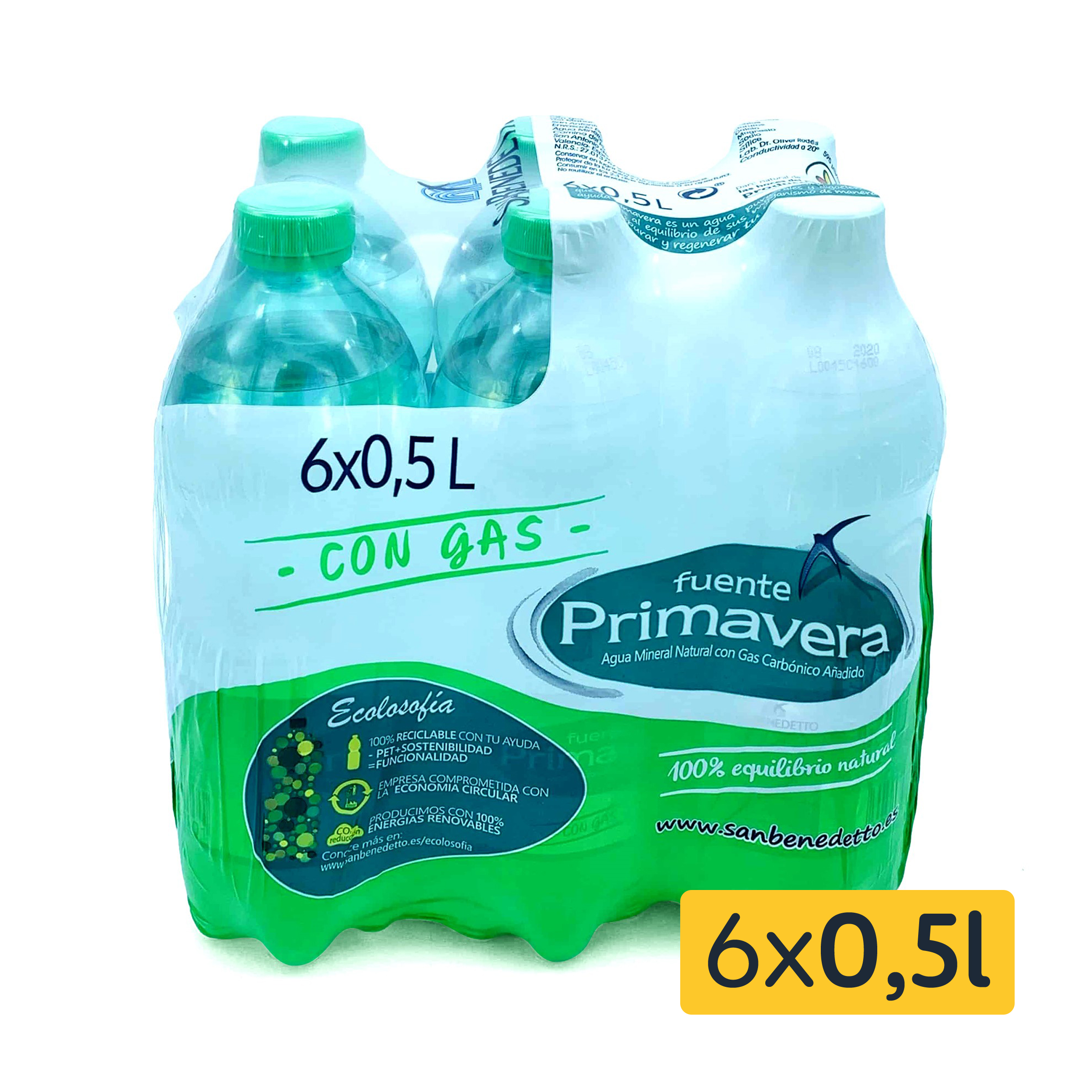 Agua con gas Fuente Primavera 0,5l pack 6 Ahorramas Agua con gas Fuente Primavera 0,5l pack 6 Ahorramas