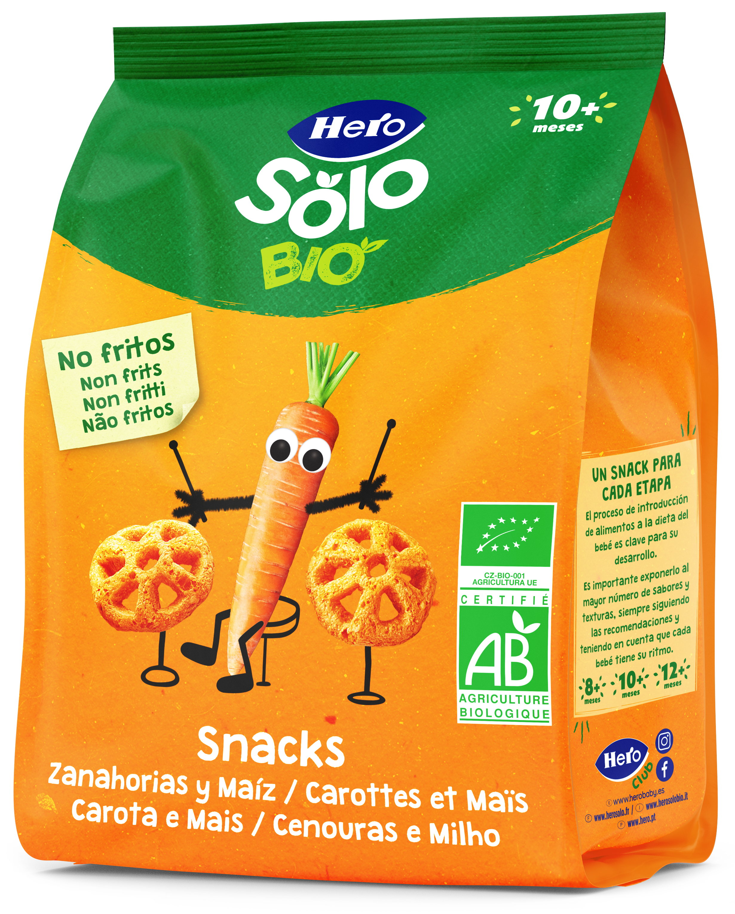 Snack eco Hero Solo zanahoria maíz 40g