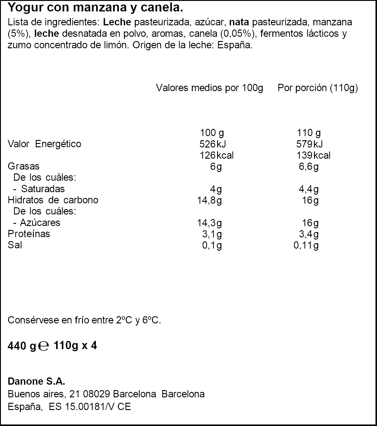 Yogur Griego Danone Pack 4 Manzana Y Canela