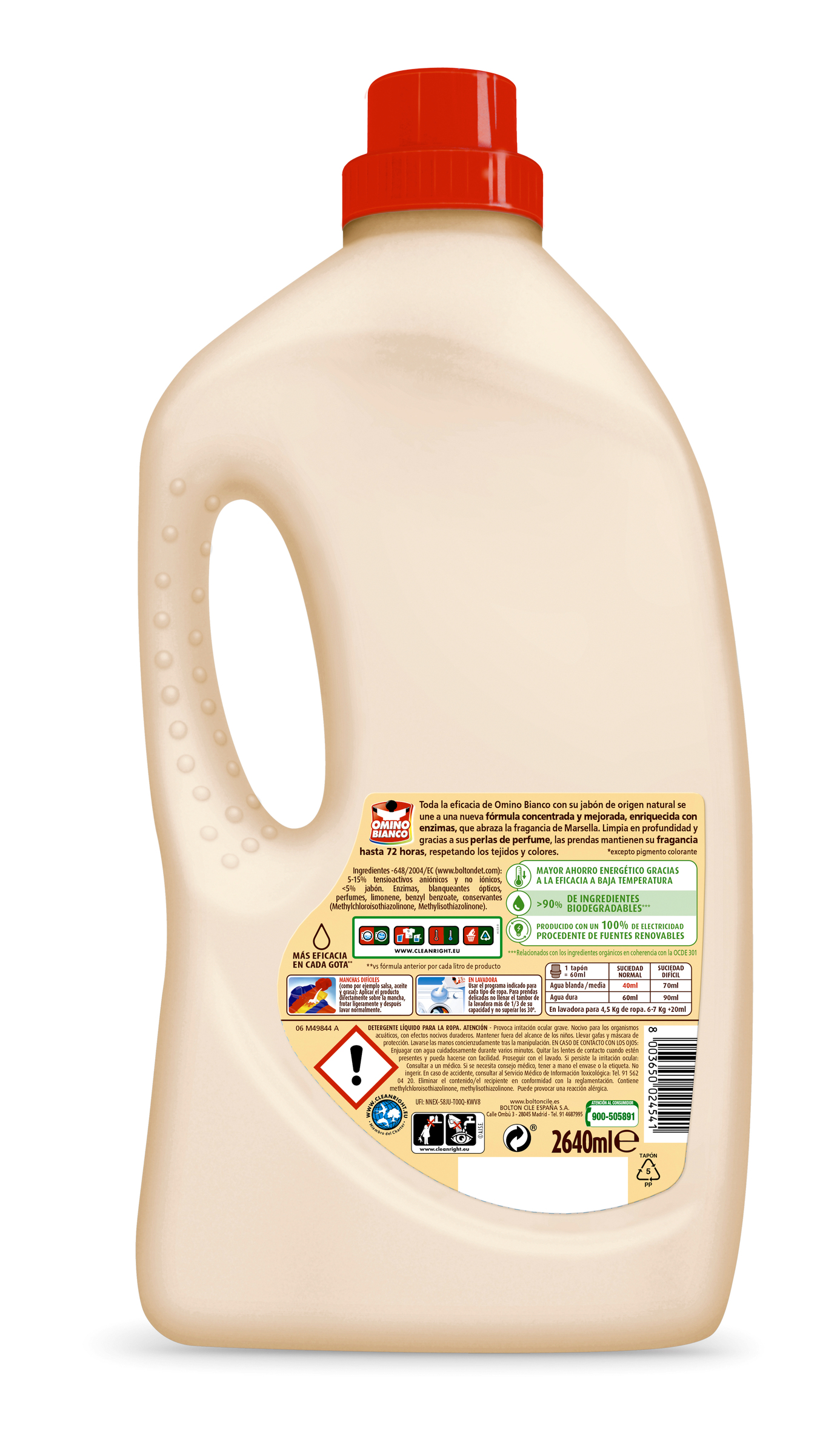 Detergente Líquido Omino Bianco 45+21 Lavados