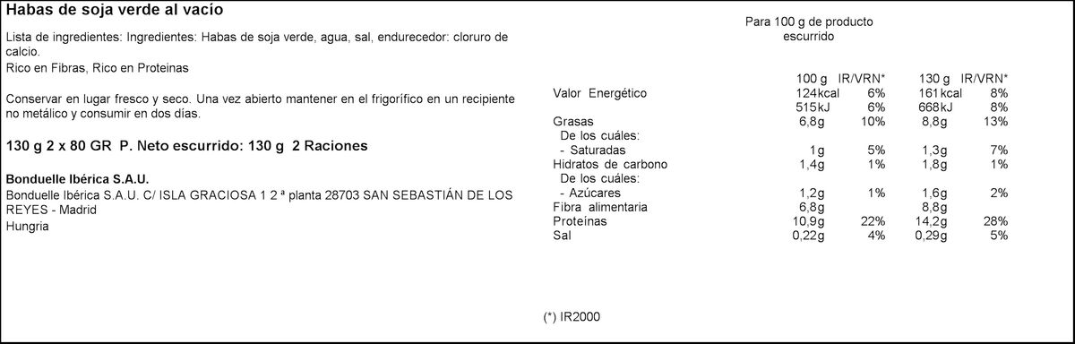 Edamame habas de soja Bonduelle pack 2