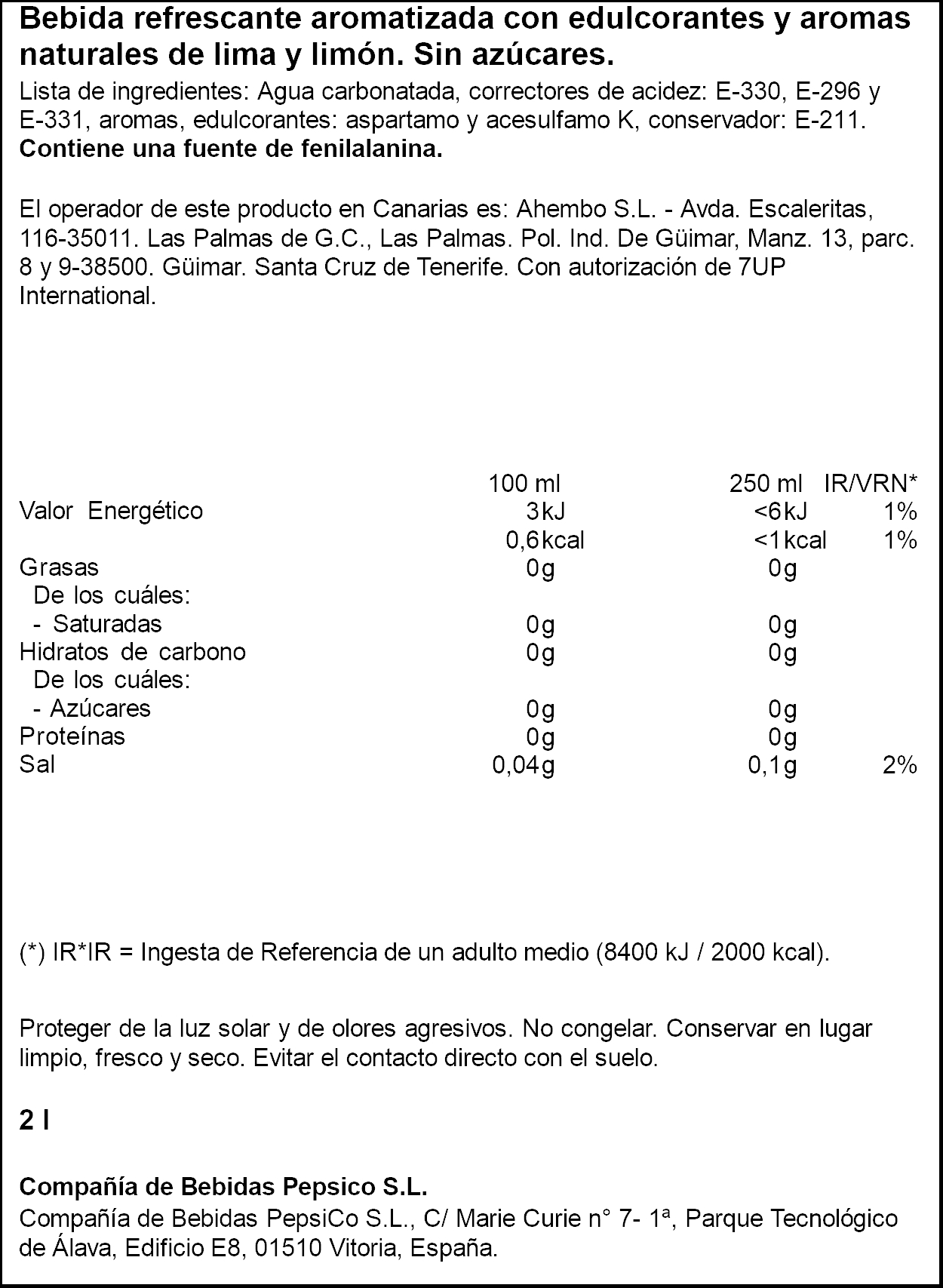 Refresco lima-limón 7Up 2l zero