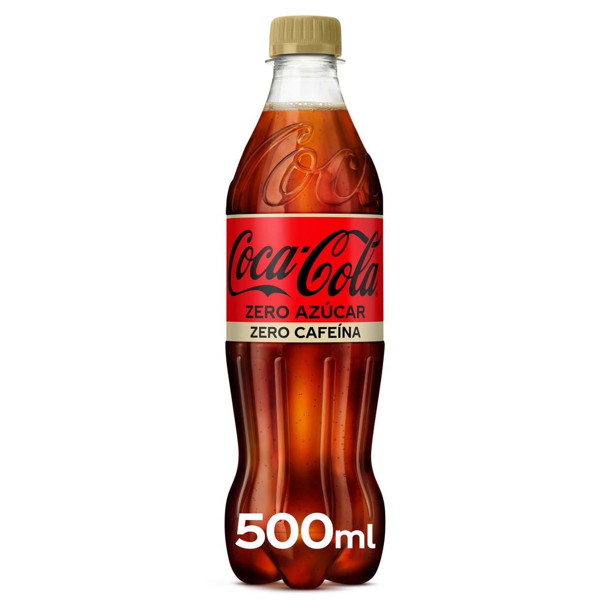 Refresco cola Coca-Cola botella 50cl zero azúcar zero cafeína