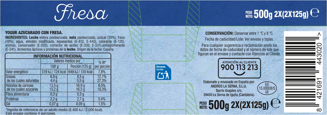 Yogur estilo griego Alipende pack 4 fresa