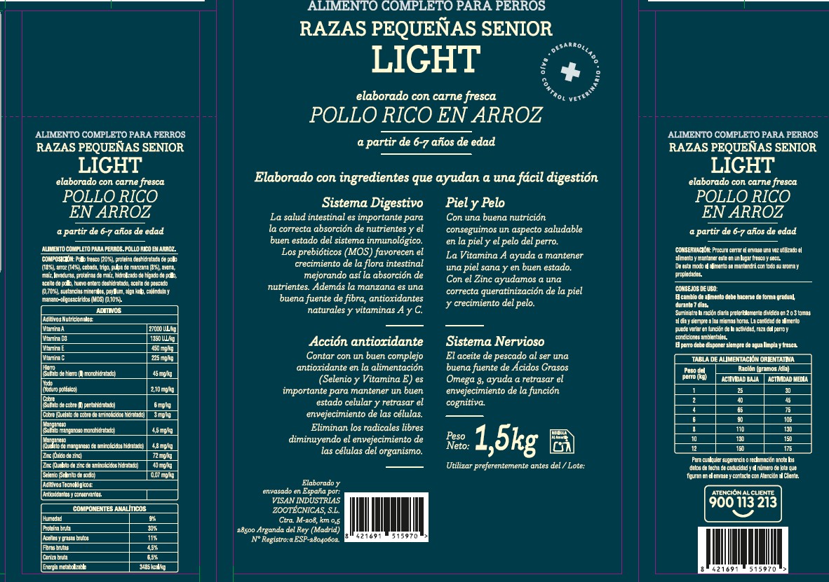 Alimento completo para perros light Meque senior pollo arroz 1,5kg