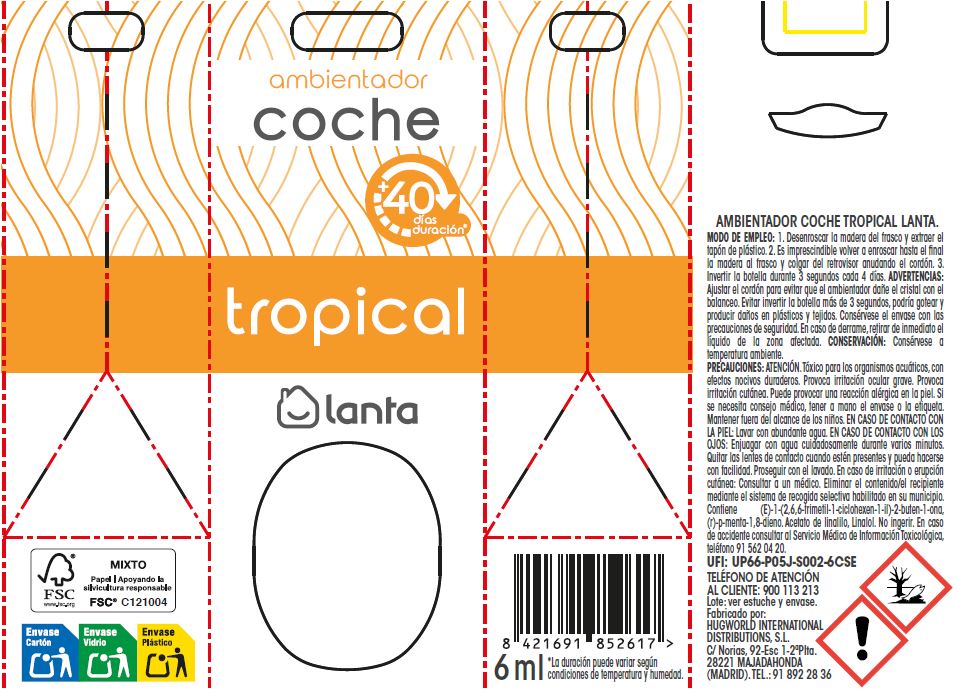 Ambientador coche Lanta 6 ml tropical