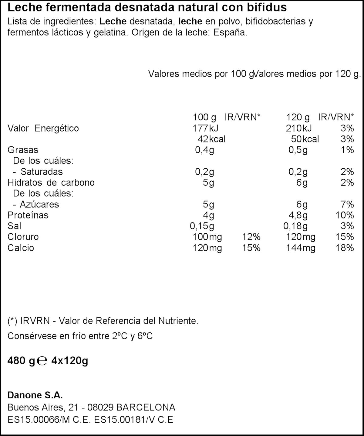 Bífidus probiótico Activia desnatado 0% materia grasa pack 4 natural
