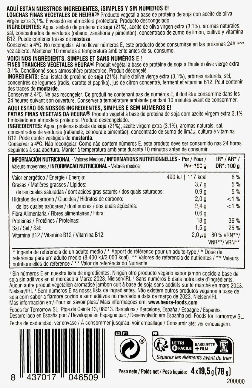 Lonchas finas vegetales Heüra 78g