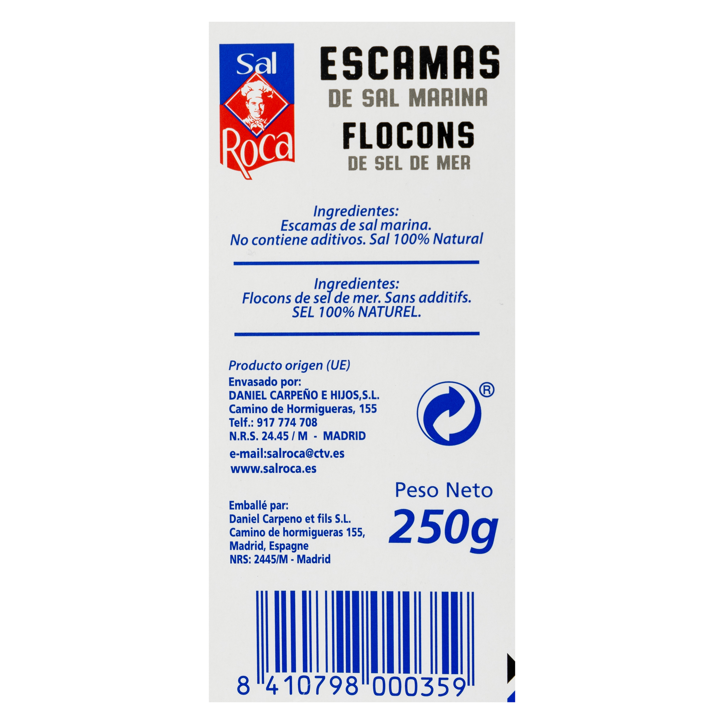 Escamas de sal marina Roca 250g