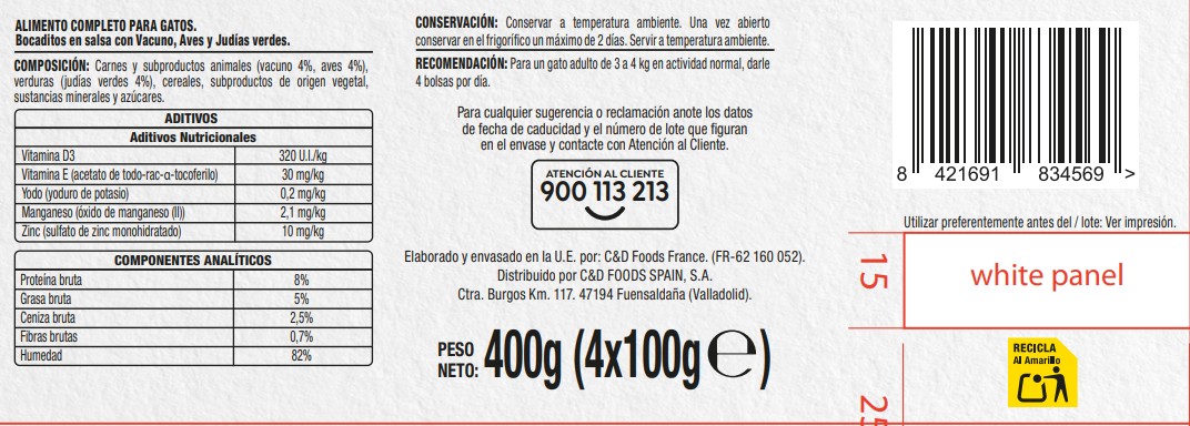 Comida húmeda gato bocaditos Meque verduras pack 4