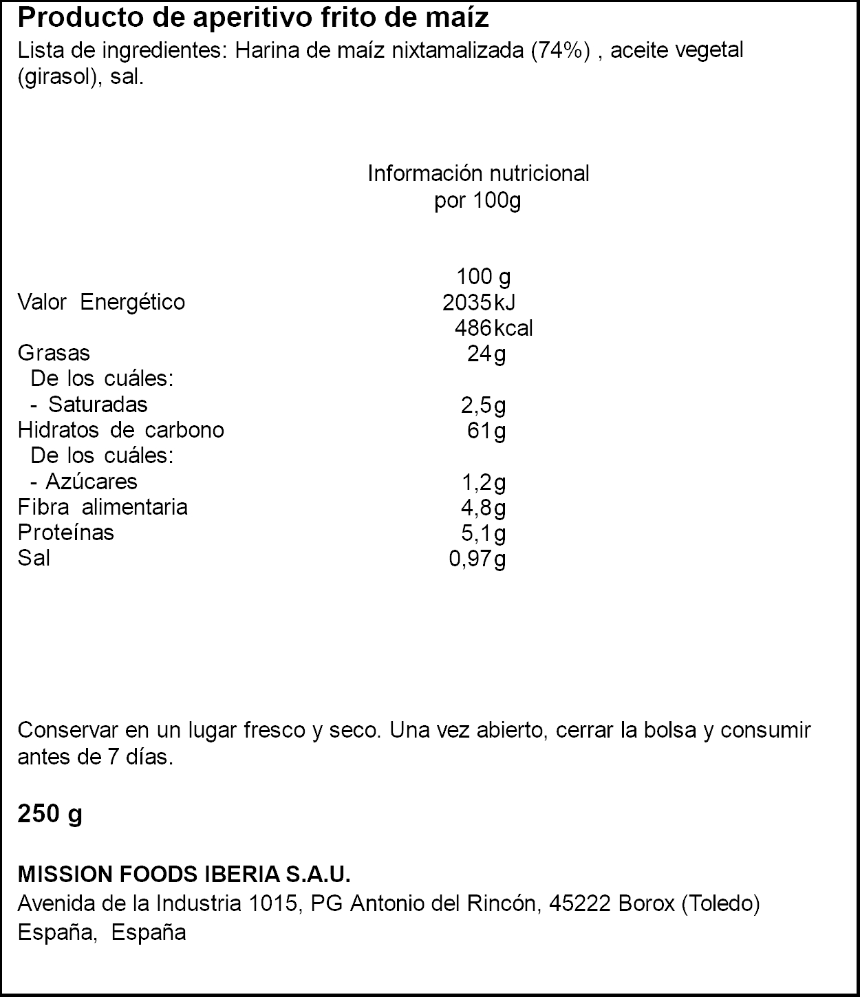 Nachos de maíz Totopos Mexifoods 250g