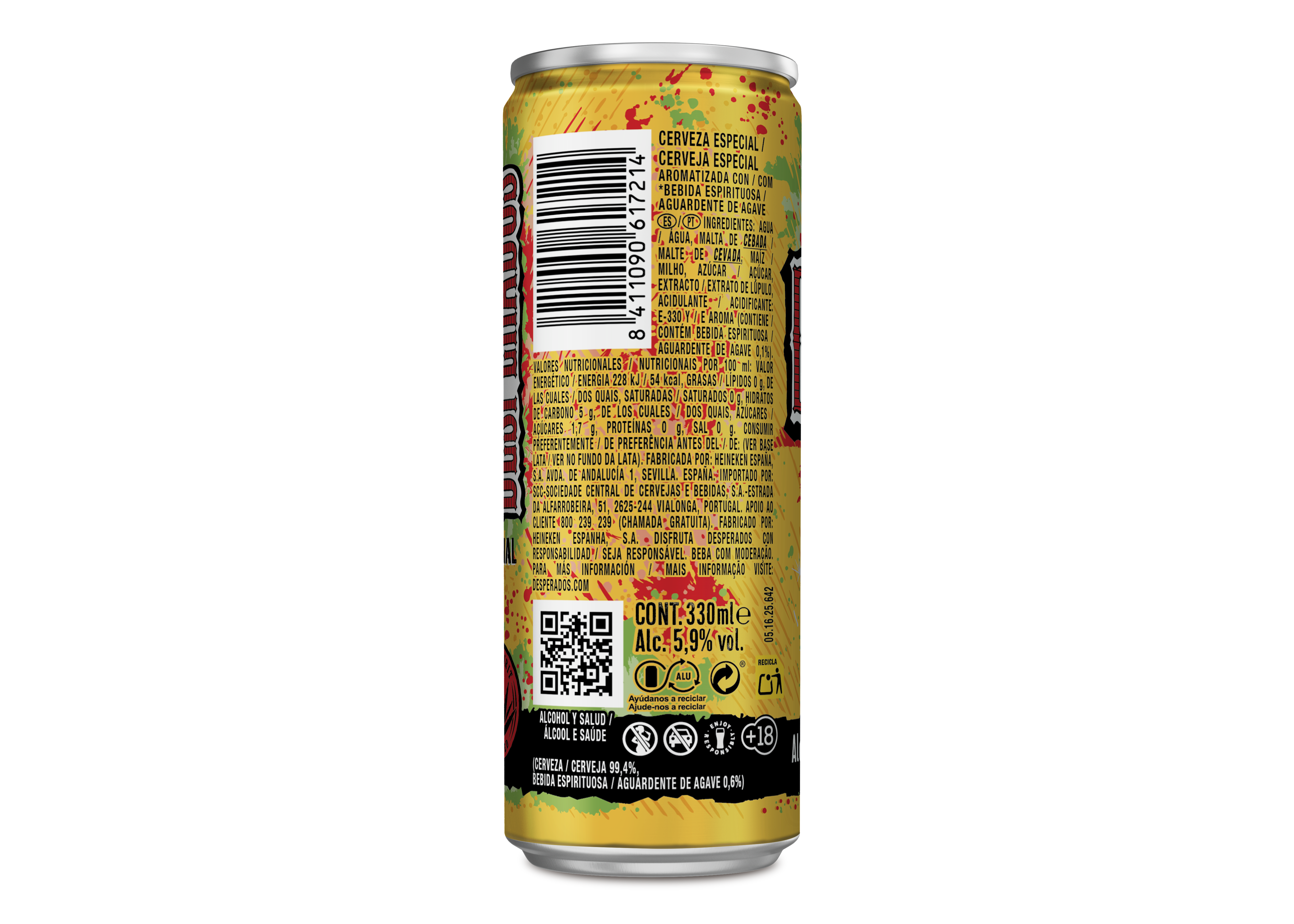 Cerveza rubia aromatizada con tequila Desperados 33cl