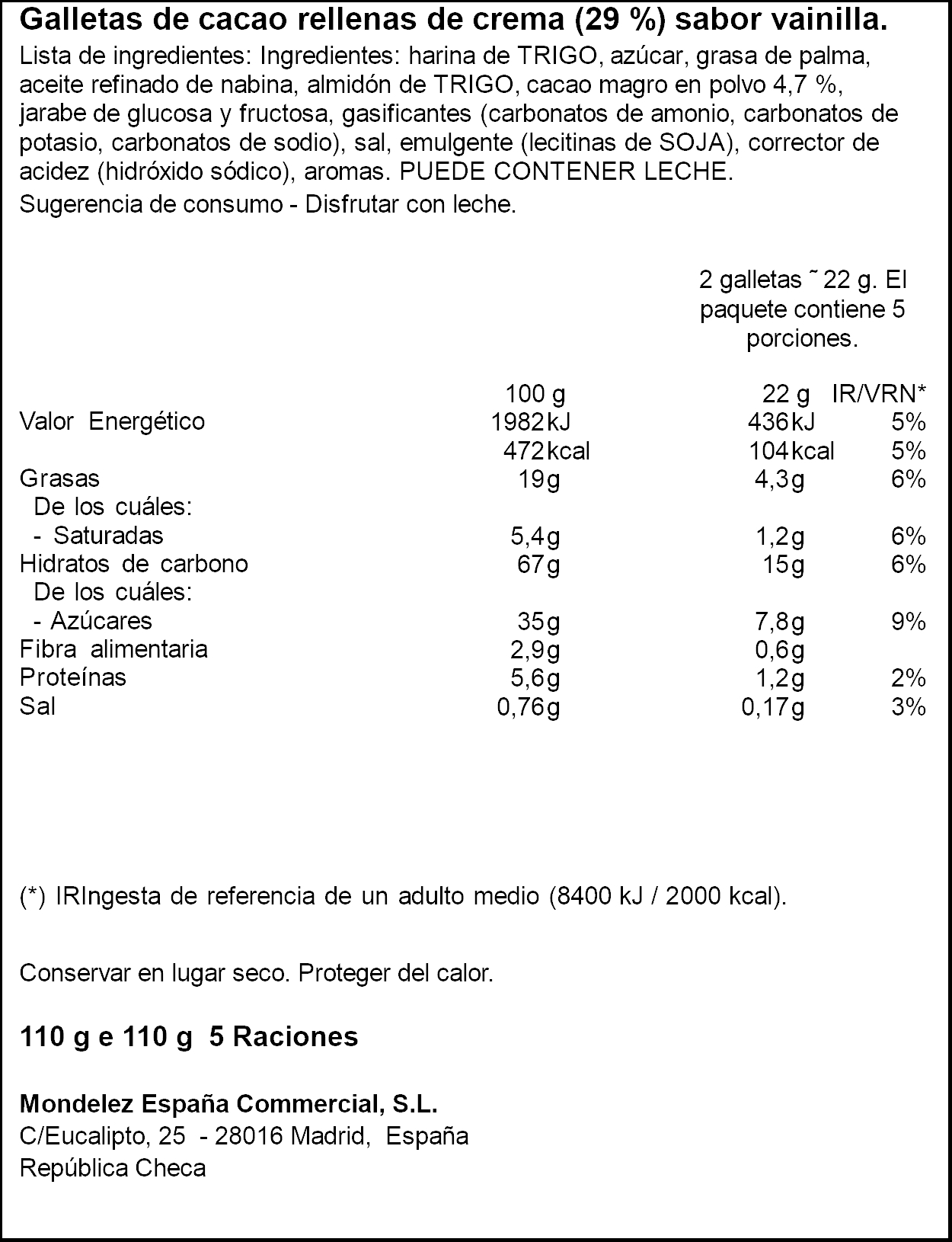 Galleta rellena original Oreo 110g